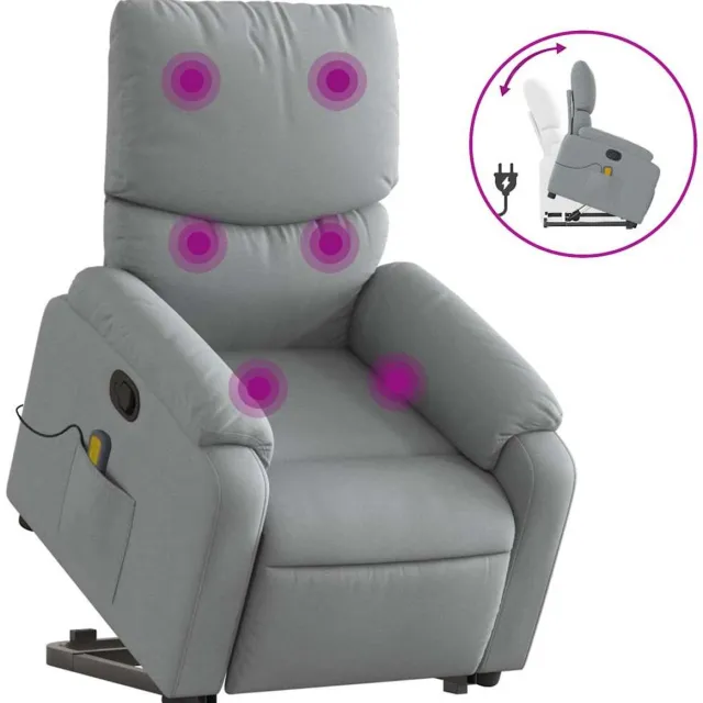 vidaXL Sta-op-massagestoel - verstelbaar - stof - lichtgrijs