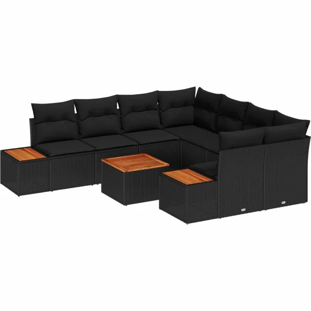 vidaXL Tuin Sofa Set 9 st Zwart Poly riet
