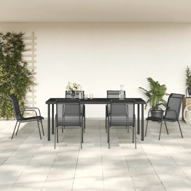vidaXL 7-delige Tuinset textileen en staal zwart, foto 2