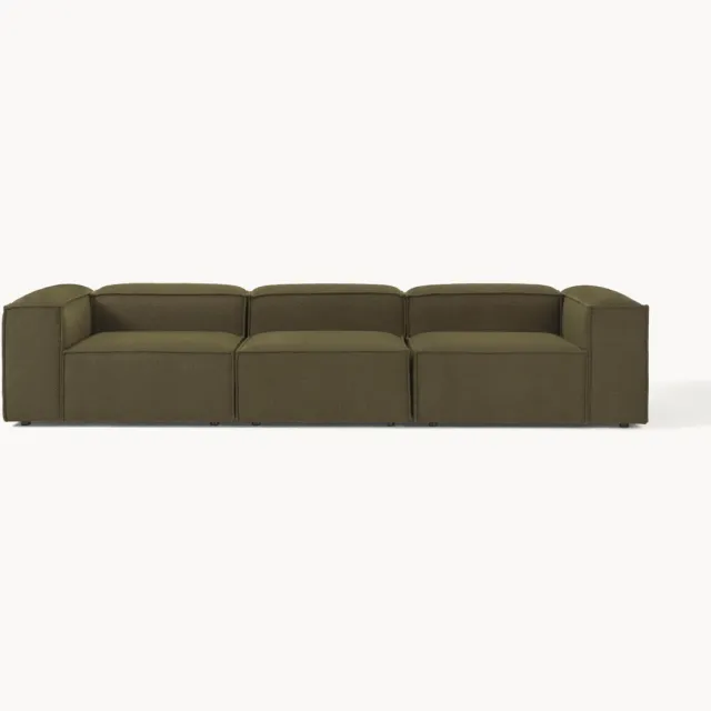 Westwing Collection Modulaire bank Lennon (4-zits) van bouclé Groen