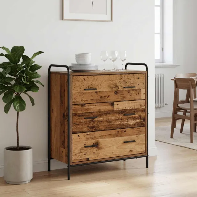vidaXL Dressoir Oud hout 97 x 33 x 81 cm Bewerkt hout Bruin