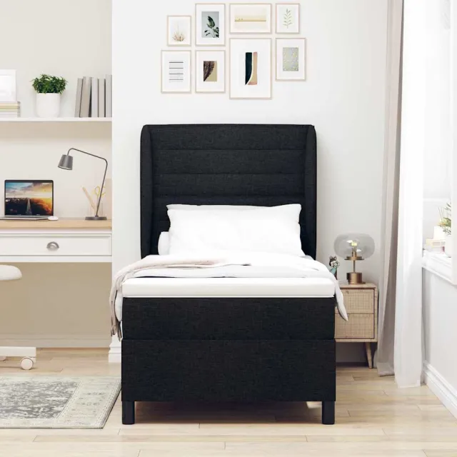 vidaXL Boxspring bed met matras met hoofdeinde Zwart 90 x 200 cm Stof