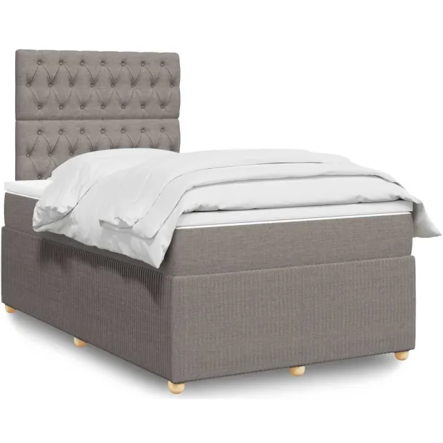 vidaXL Boxspring met matras stof taupe 120x200 cm