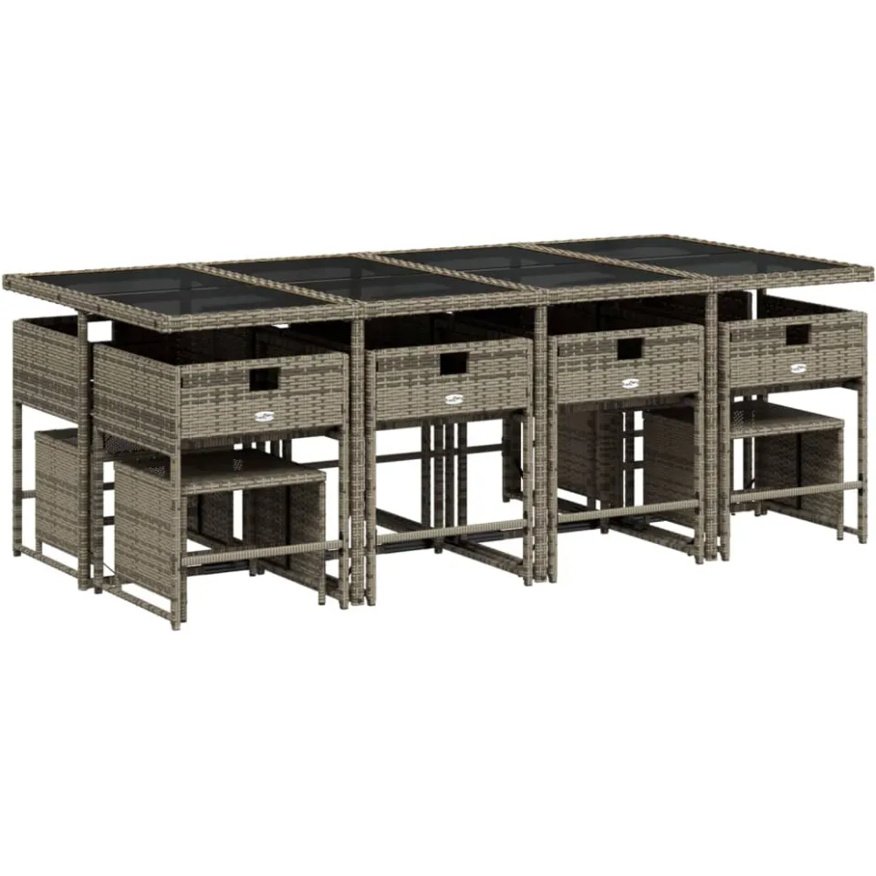 vidaXL 13-delige tuinset met kussens, grijs polyrotan, foto 4