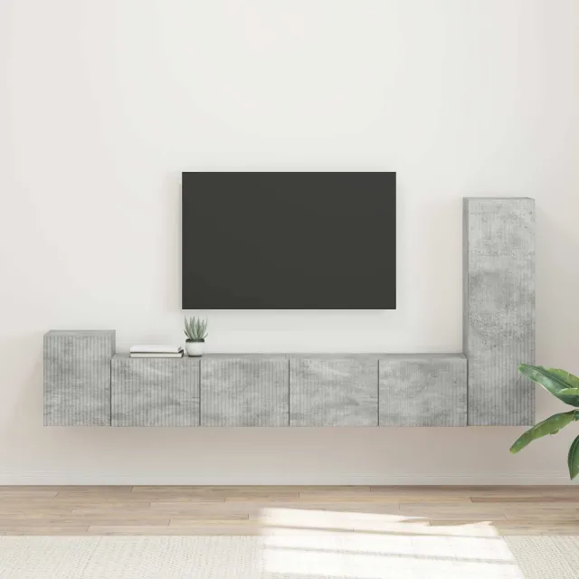 vidaXL Tv-meubelset 3 st Beton Grijs Bewerkt hout