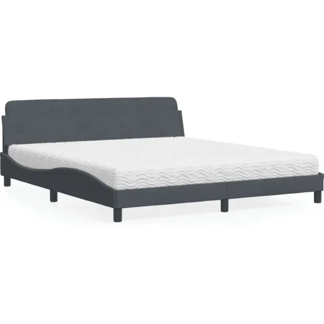 vidaXL Bed met matras "Dover" fluweel donkergrijs 180x200 cm