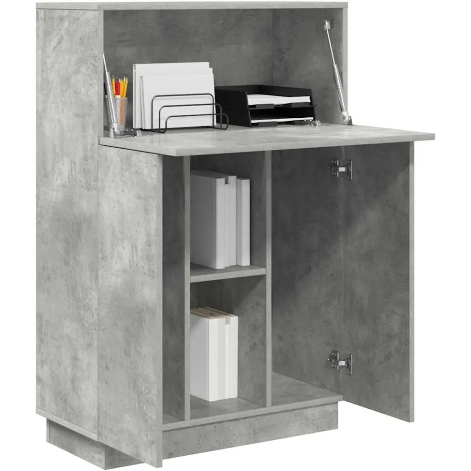 vidaXL Bureau Beton Grijs 71,5 x 31,5 x 106,5 cm Bewerkt hout