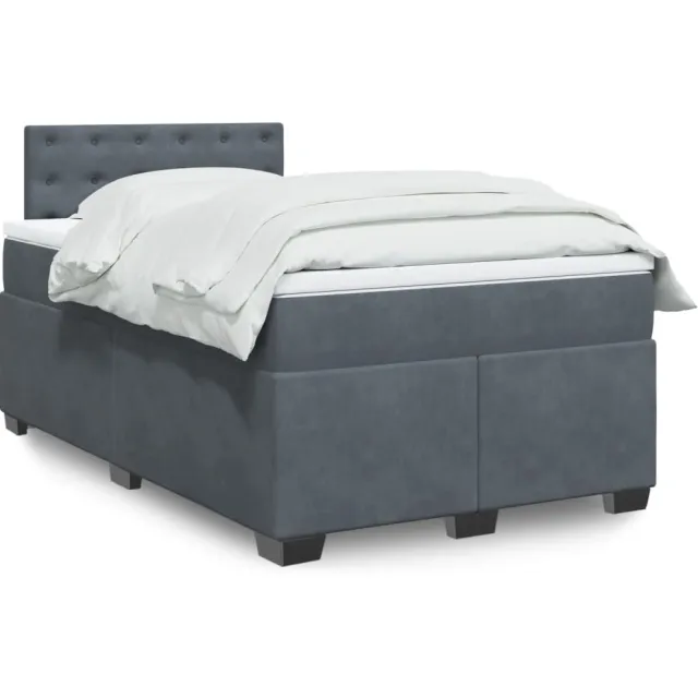 vidaXL Boxspring met matras fluweel donkergrijs 120x200 cm grijs