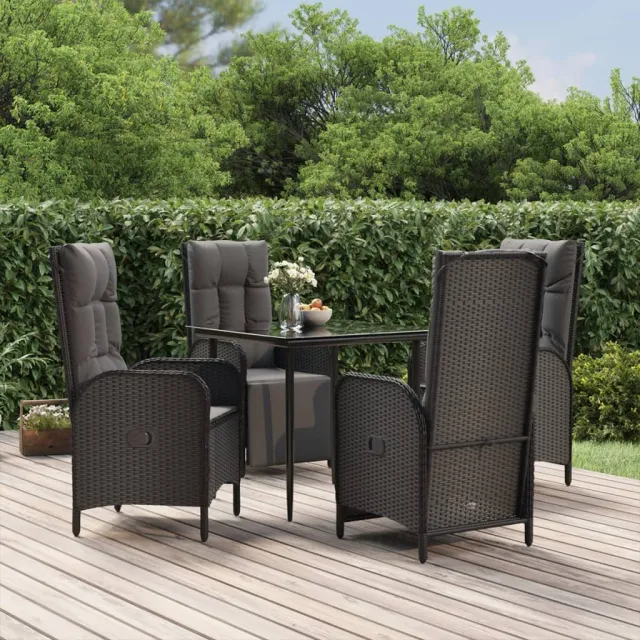 vidaXL 5-delige Tuinset met kussens poly rattan zwart, foto 2
