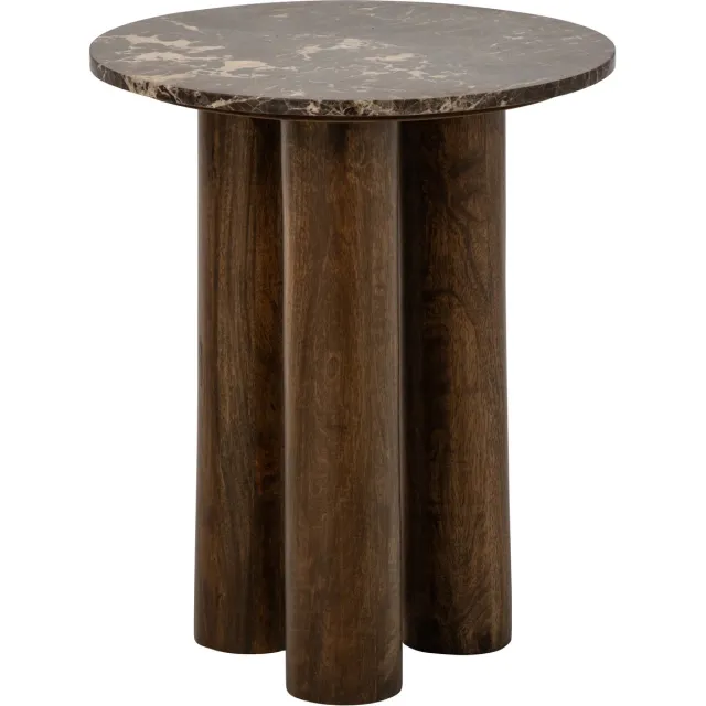 J-Line Ronde bijzettafel - marmer - bruin