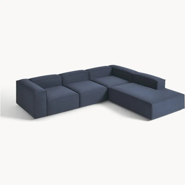 Westwing Collection XL modulaire hoekbank Lennon (4-zits) Blauw