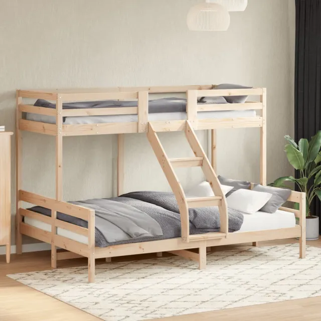 vidaXL Stapelbed massief grenenhout 80x200/140x200 cm Bruin