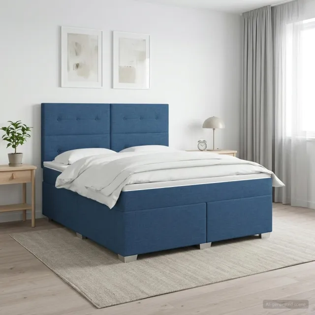 vidaXL Boxspringbed met matras Blauw 160 x 200 cm Stof