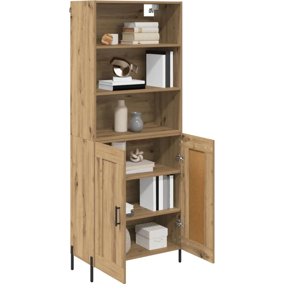 vidaXL Hoge kast Artisan Eiken 69,5 x 32,5 x 180 cm Bewerkt hout Bruin