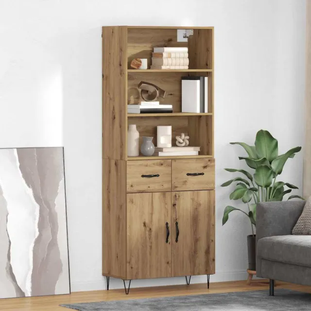 vidaXL Hoge kast 2 st Artisan Eiken 69,5 x 34 x 180 cm Bruin