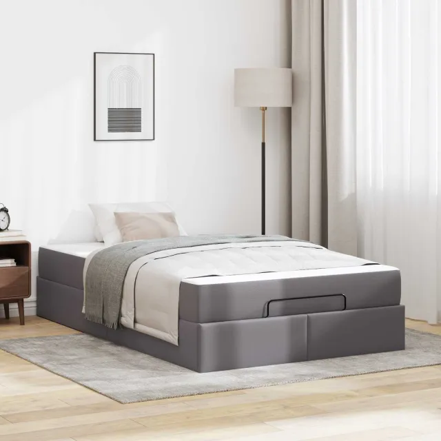 vidaXL Bedframe met matras Anders 2 st Grijs PVC