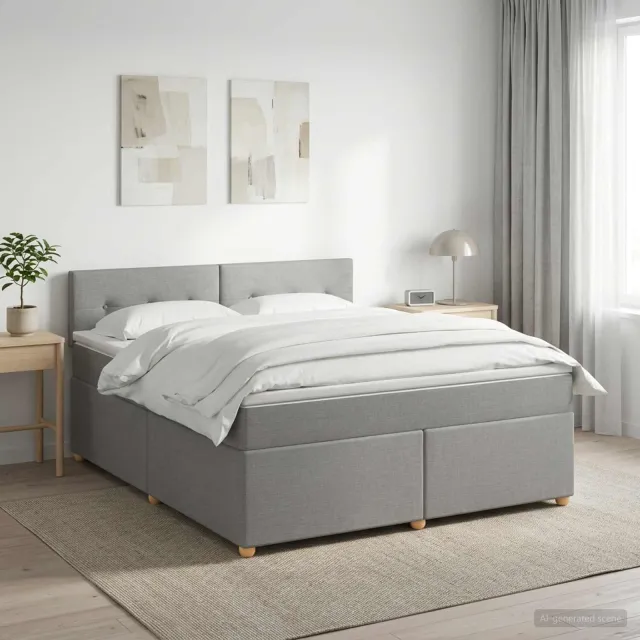 vidaXL Boxspringbed met matras Lichtgrijs 180 x 200 cm Stof
