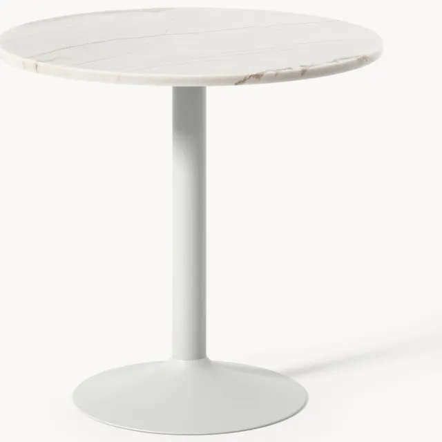 Westwing Collection Ronde eettafel Miley met marmeren blad, in verschillende formaten Wit