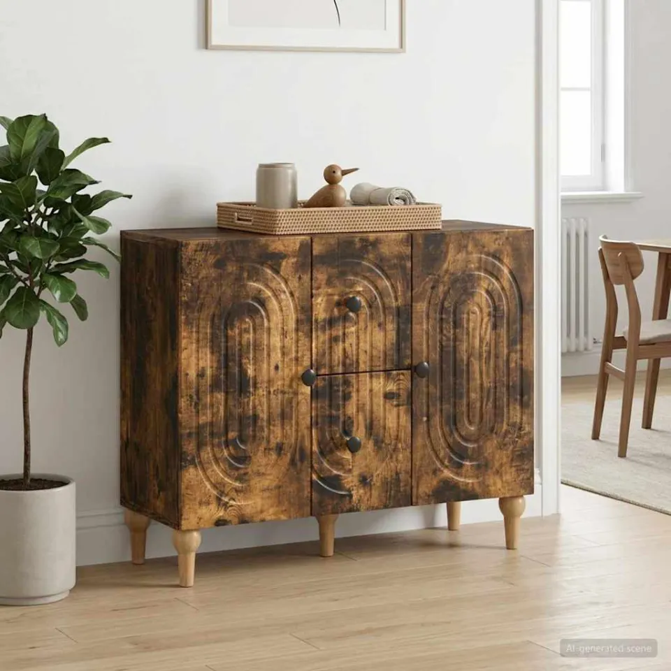 vidaXL TV-kast Gerookt eiken 89 x 34,5 x 60 cm Bewerkt hout, foto 3