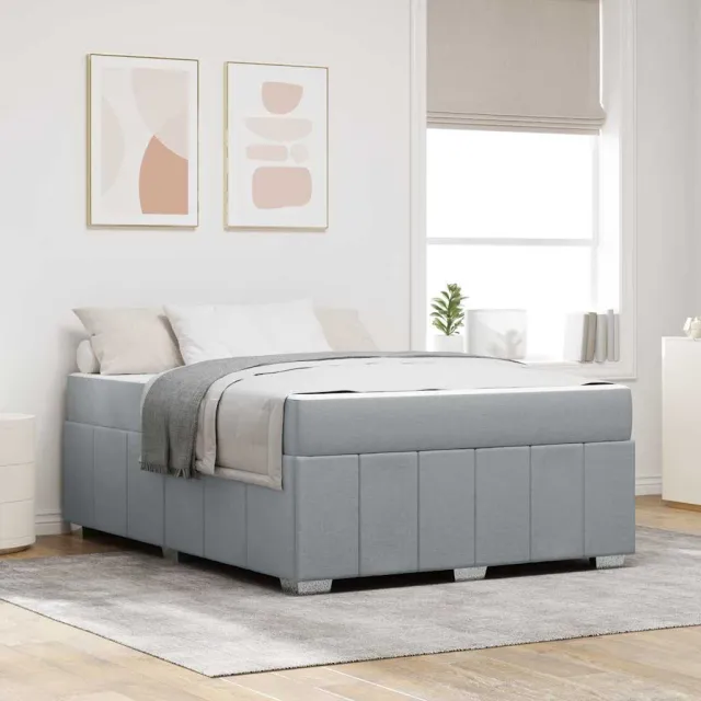 vidaXL Bedframe met matras Lichtgrijs 140 x 200 cm Stof