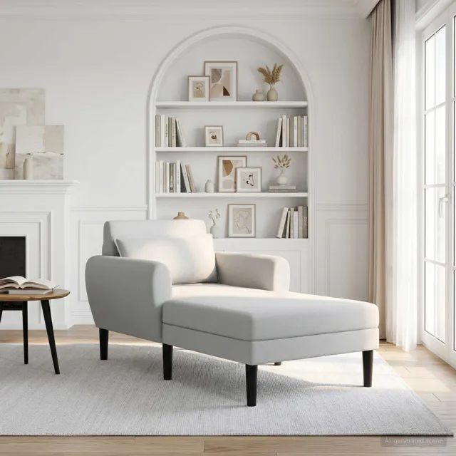 vidaXL Chaise longue Lichtgrijs Grof geweven fluweel