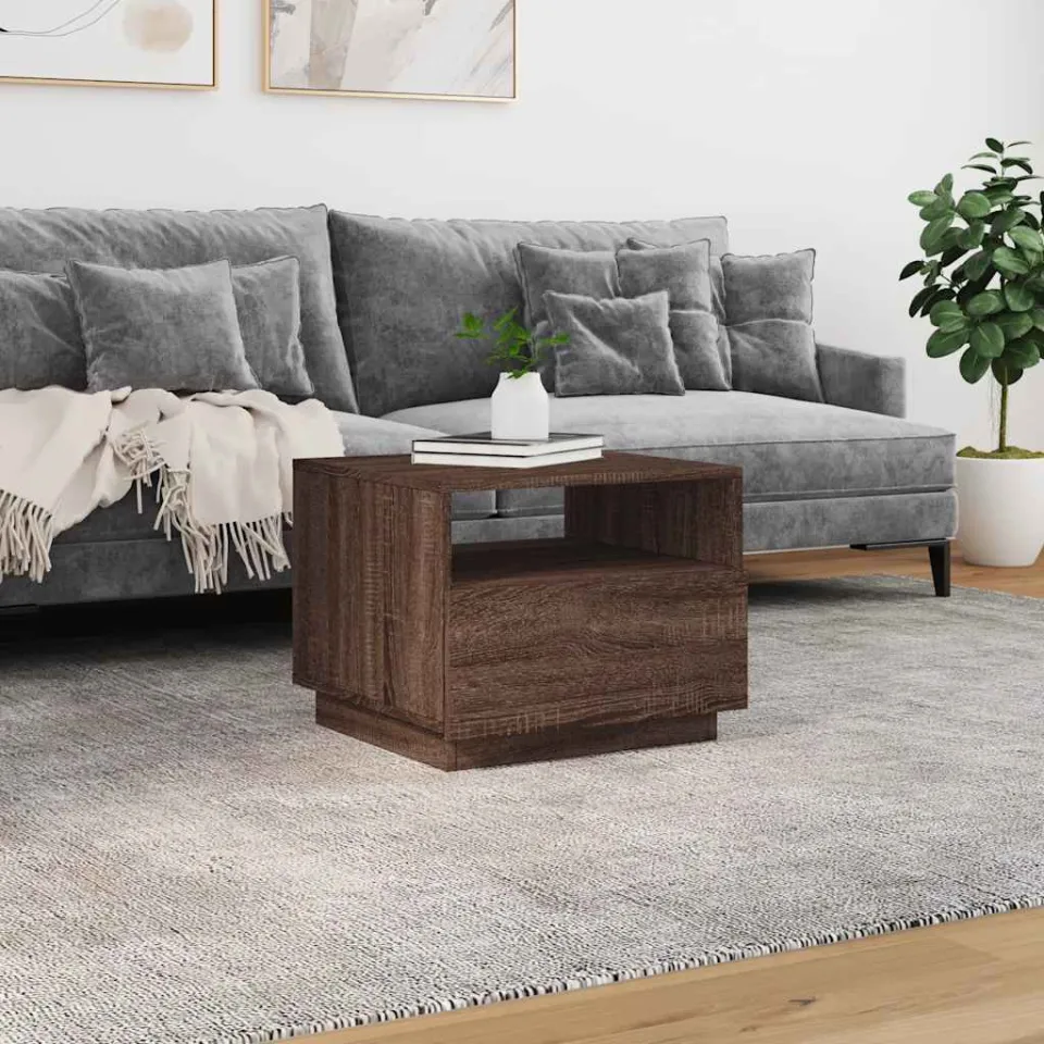 vidaXL Salontafel met LED-verlichting 50x49x40 cm bruin eikenkleur
