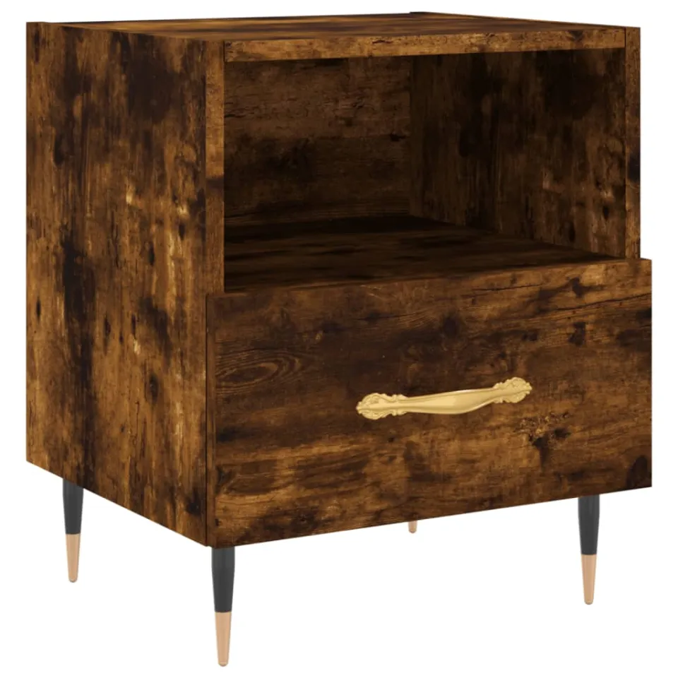 vidaXL Nachtkastje 40x35x47,5 cm bewerkt hout gerookt eikenkleurig, foto 3