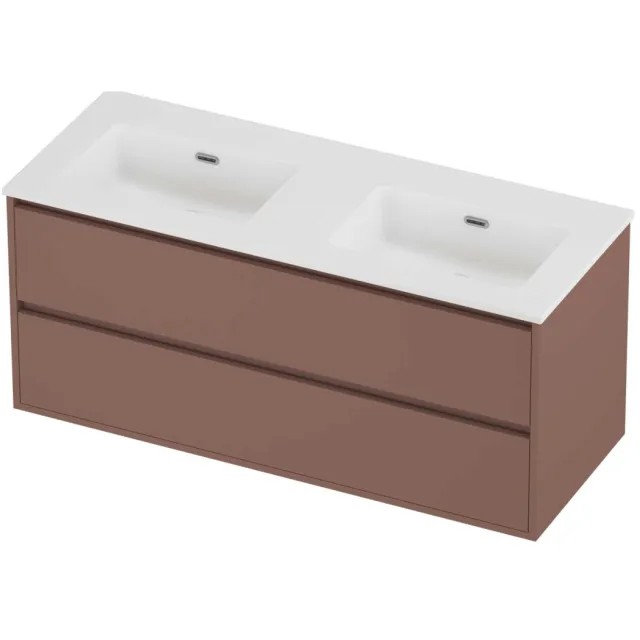 Proline Tribute Badmeubelset Porselein Elegant Greeploos 120x46x54 cm Mat White Beauty Blush Rosé Goud