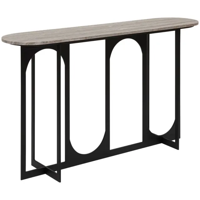 Atmosphera Créateur d'intérieur® Ovale console met marmereffect en stalen onderstel TUSCO Noir