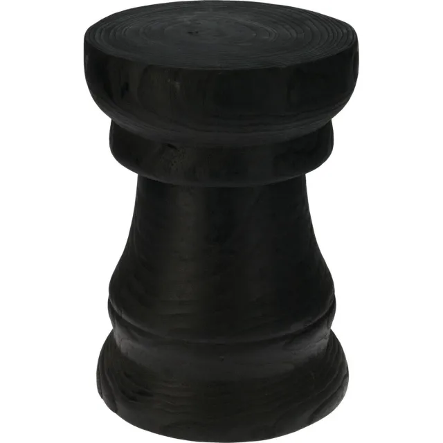 Home & Styling Paulownia Houten Bijzettafel - Ø27xH42cm - Zwart