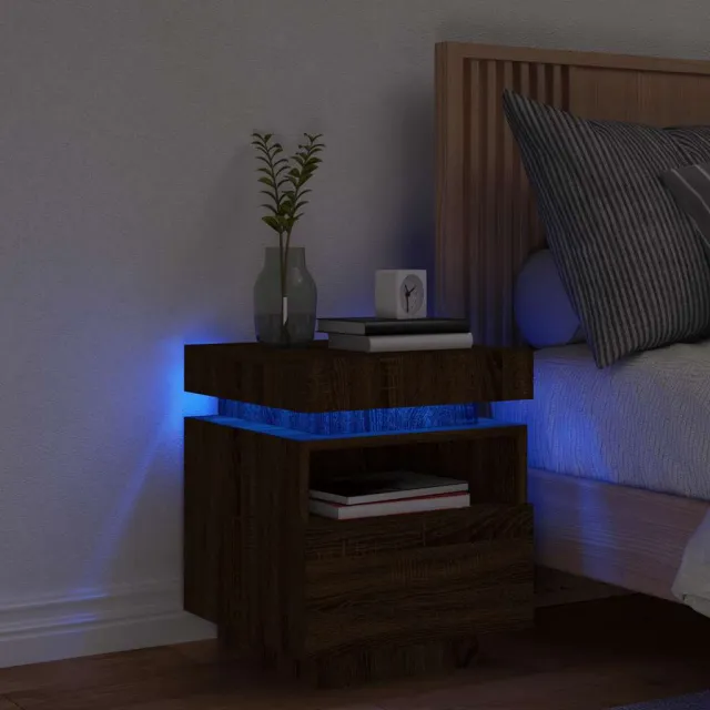 vidaXL Nachtkastje met LED-verlichting 40x39x48,5 cm bruin eikenkleur, foto 2