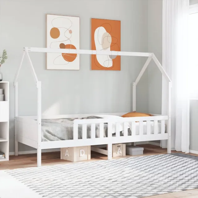 vidaXL Bedhuis wit massief grenenhout 90x190 cm