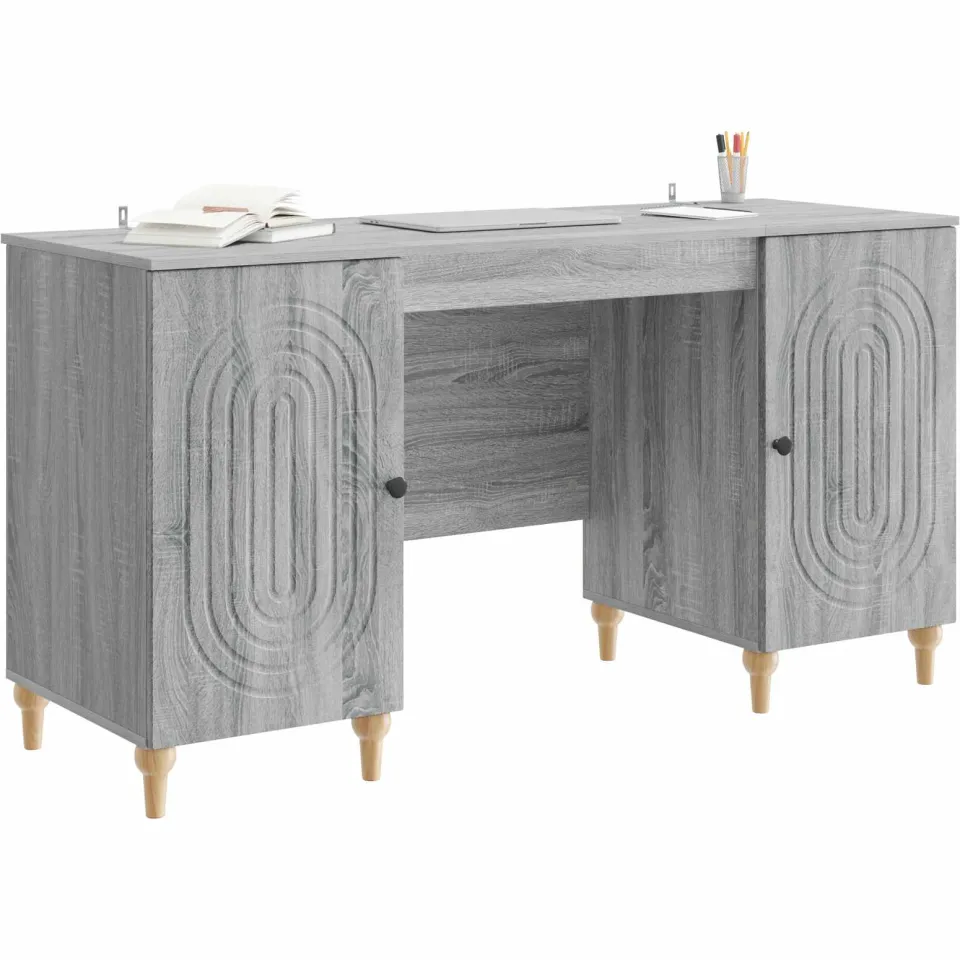 vidaXL Bureau Grijs sonoma 142,5 x 50 x 75 cm Bewerkt hout
