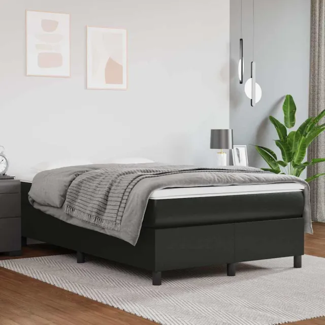 vidaXL Boxspring met matras kunstleer zwart 120x200 cm