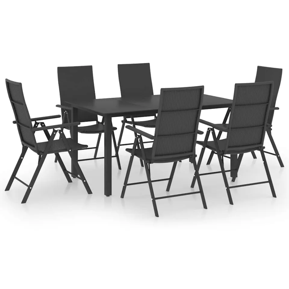 vidaXL 7-delige Tuinset zwart
