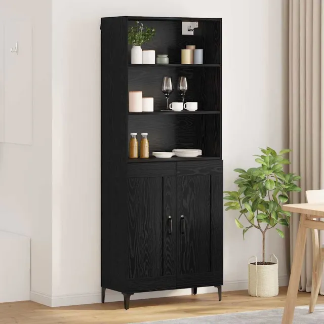 vidaXL Hoge kast 2 st Zwart eiken 69,5 x 34 x 180 cm Bewerkt hout, foto 2