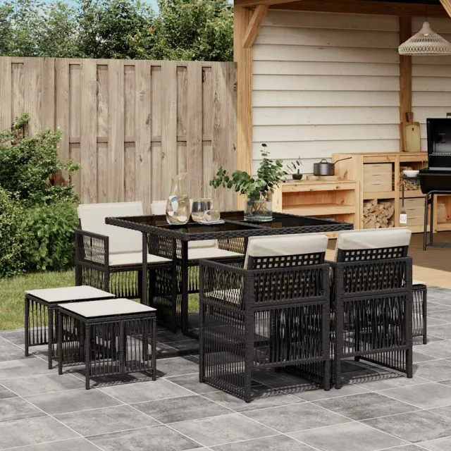 vidaXL 9-delige Tuinset poly rattan zwart, foto 2