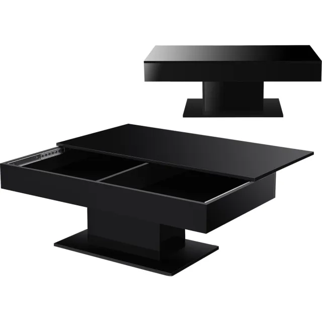 en.casa Salontafel Lünen met opbergruimte 110x60x40 cm zwart zwart hoogglans