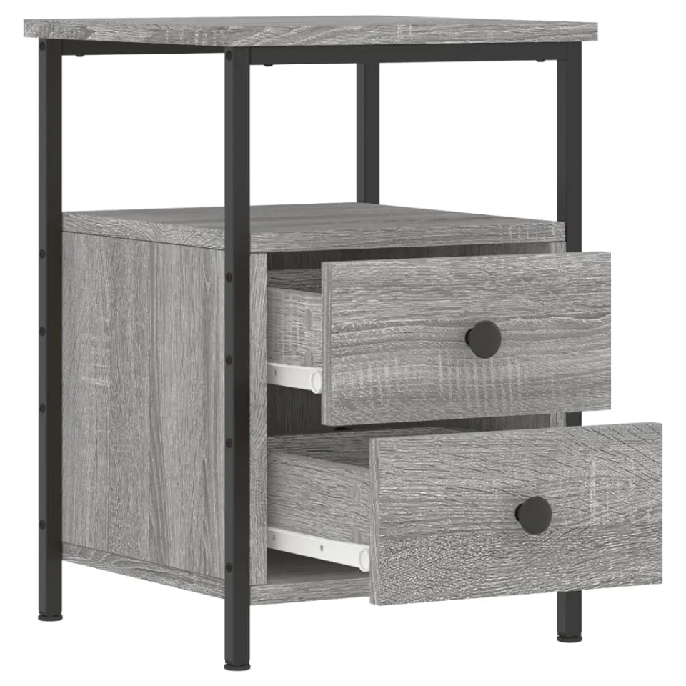 vidaXL Nachtkastje 34x35,5x50 cm bewerkt hout grijs sonoma, foto 4