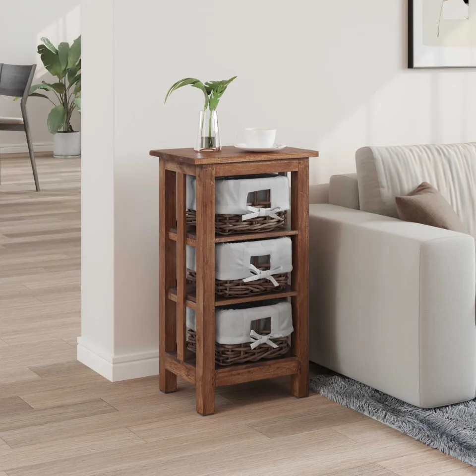 vidaXL Bijzettafel Bruin 38 x 28 x 72 cm Massief mahoniehout, foto 3