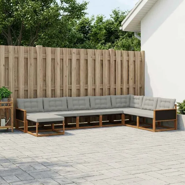 vidaXL Buiten bankenset 8 st 8-zits Naturel en lichtgrijs