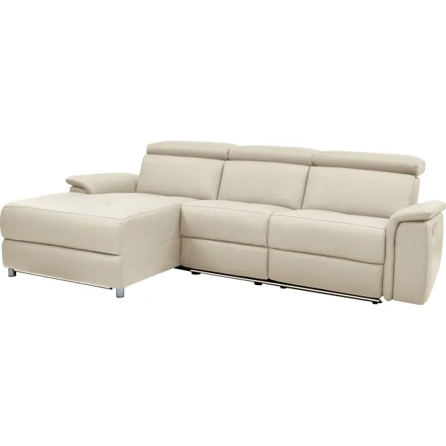Notio Living Pareli-Sofa 3 zits links met elektrische functie in zandstof Wit