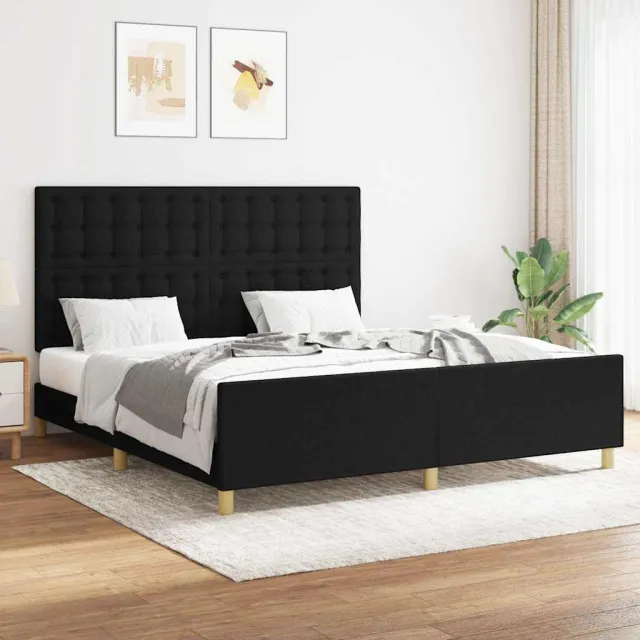 vidaXL Bedframe zonder matras stof zwart 160x200 cm