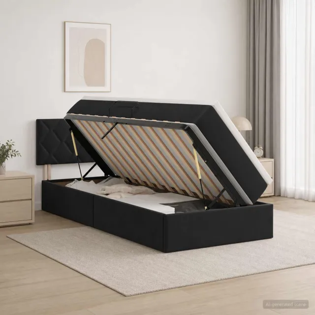 vidaXL Opslag bed met hoofdeinde Zwart 100 x 200 cm Fluweel