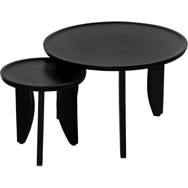 Lewis & Loft Salontafel Luuk - FSC Mangohout - Rond - Zwart - Set van 2