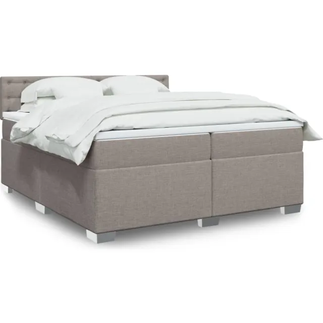 vidaXL Boxspring met matras stof taupe 200x200 cm