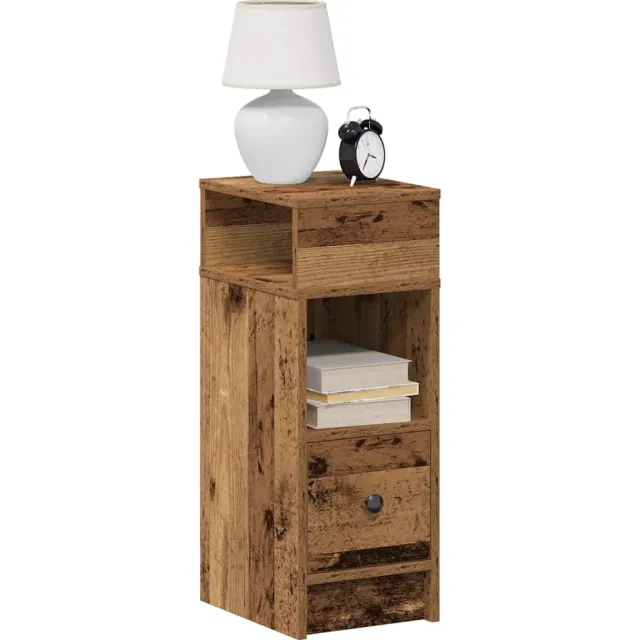 vidaXL Nachtkastje met lade 25x31x66 cm oud houtkleurig Bruin