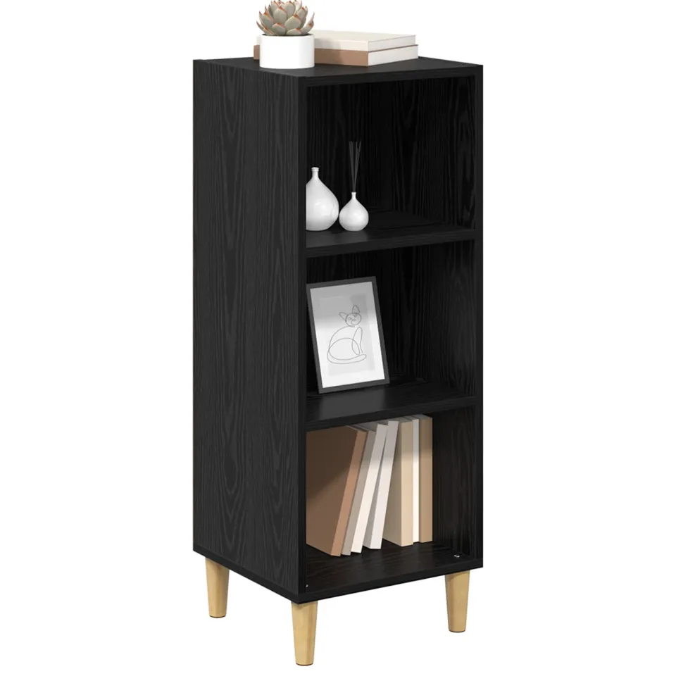 vidaXL Dressoir Zwart Eiken 34,5 x 32,5 x 90 cm Bewerkt hout