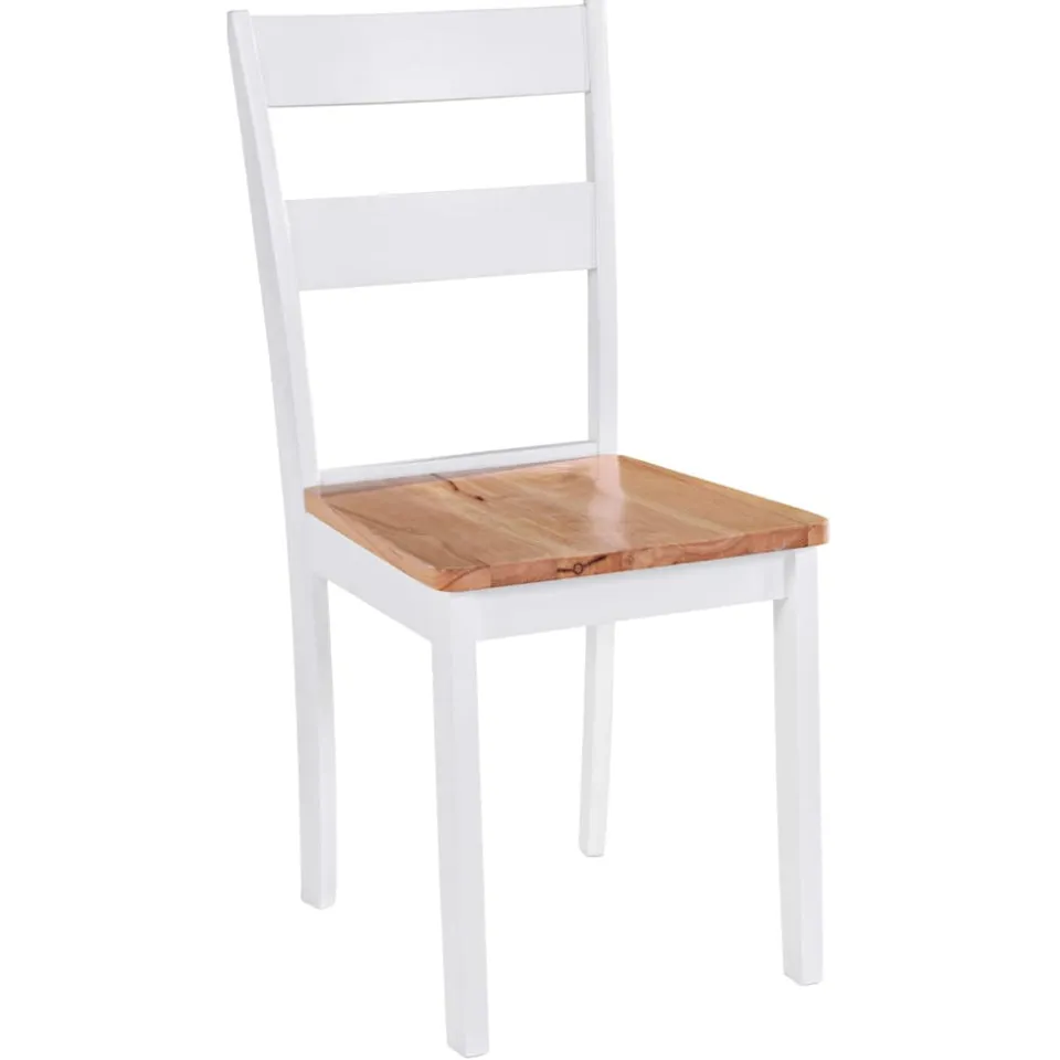 vidaXL Eetkamerstoelen 2 st massief rubberwood wit, foto 3