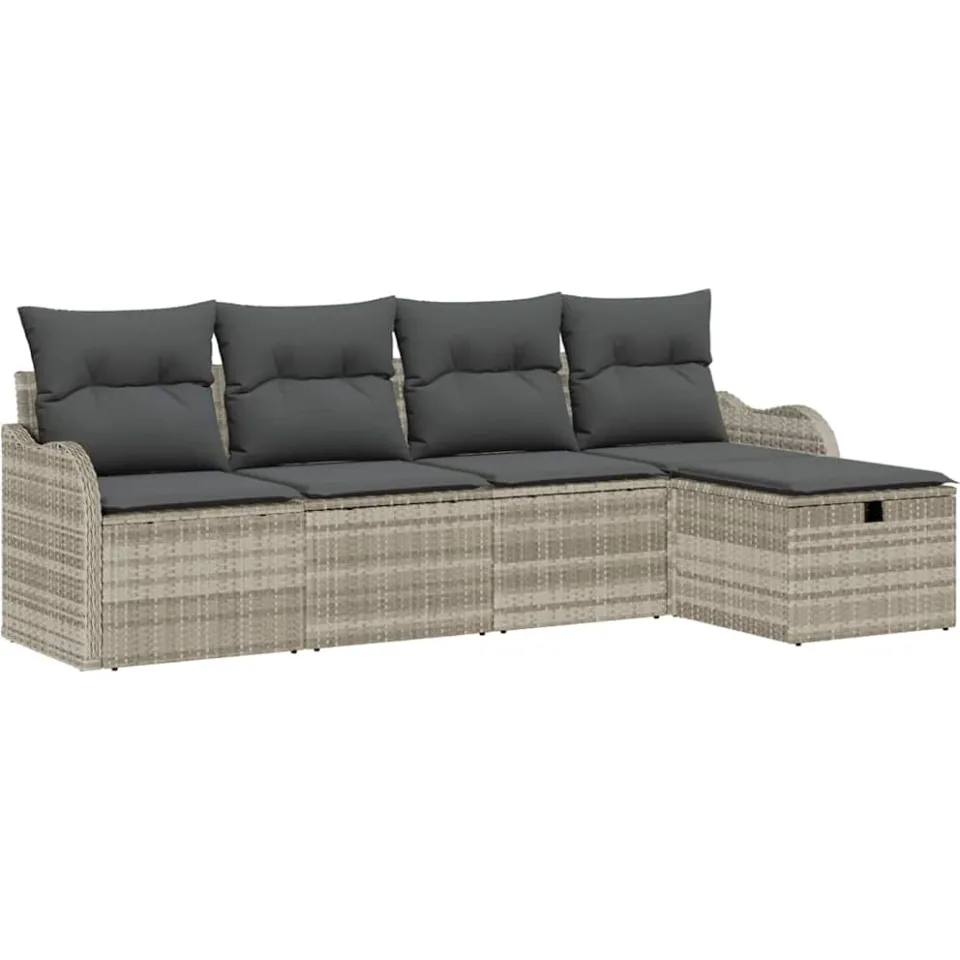 vidaXL Tuin Sofa Set 5 st Poly riet Zwart